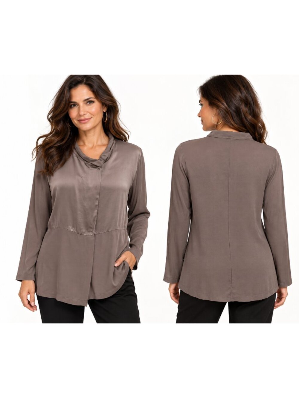 Transit Par Such Silk Blouse 3 M Taupe Made Italy Avant Garde Minimalist Luxury